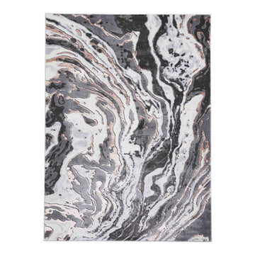 Apollo GR584 Modern Abstract Distressed Marble Metallic Shimmer High-Density Textured Low Profile Short-Pile Grey/Rose/Cream Rug-Think Rugs-Rug Love - The Most Loved Rug Store